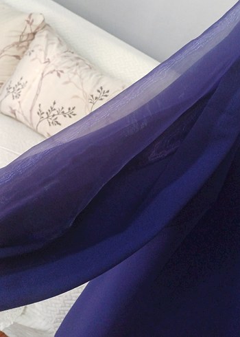 Uzun Kollu abiye elbise  mor 1 kere giyildi sifir gibi  kolu tul - Görsel 2