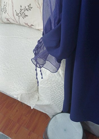 Uzun Kollu abiye elbise  mor 1 kere giyildi sifir gibi  kolu tul - Görsel 6