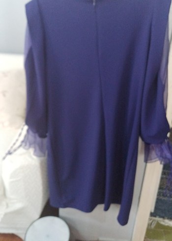 Uzun Kollu abiye elbise  mor 1 kere giyildi sifir gibi  kolu tul - Görsel 7