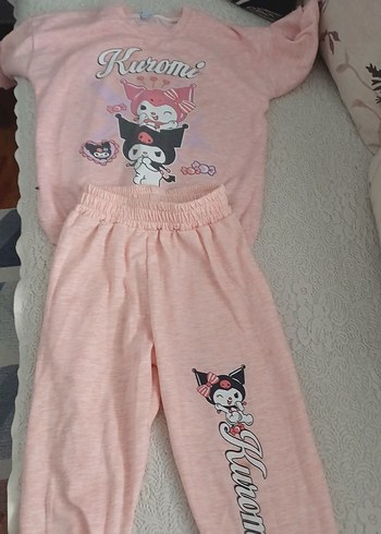 Diğer Kızlar İçin Pembe Baskılı Pamuklu Takım