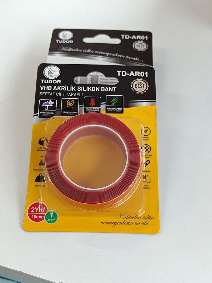 2'li Paket Tudor 18mm Şeffaf Çift Taraflı Silikon Bant - Görsel 4