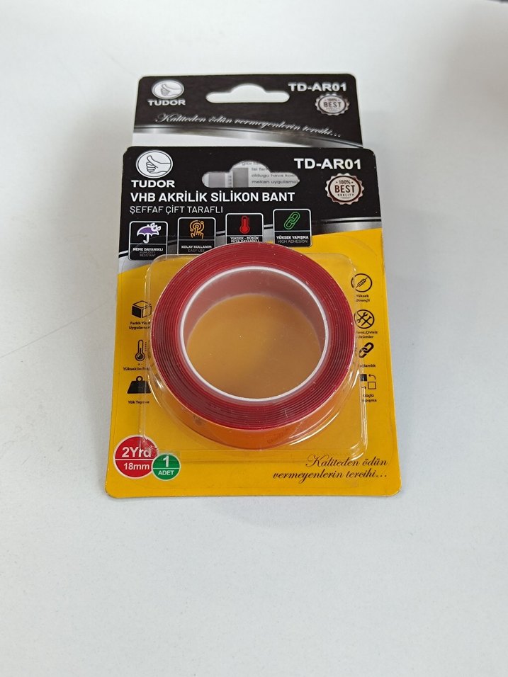 2'li Paket Tudor 18mm Şeffaf Çift Taraflı Silikon Bant - Görsel 3