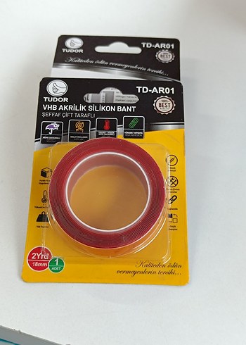 Tudor 18mm Şeffaf Çift Taraflı Silikon Bant - Görsel 4