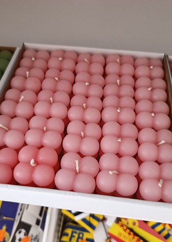 Pastel Pembe Küp Mum