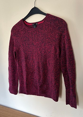 H&M Bordo Örgü Kadın Triko Kazak