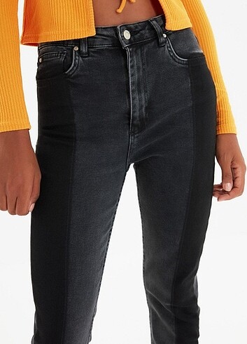 m Beden siyah Renk Siyah Yüksek Bel Slim Fit Denim 