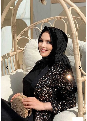 Alvina Pul Payetli Tül Detay Abaya