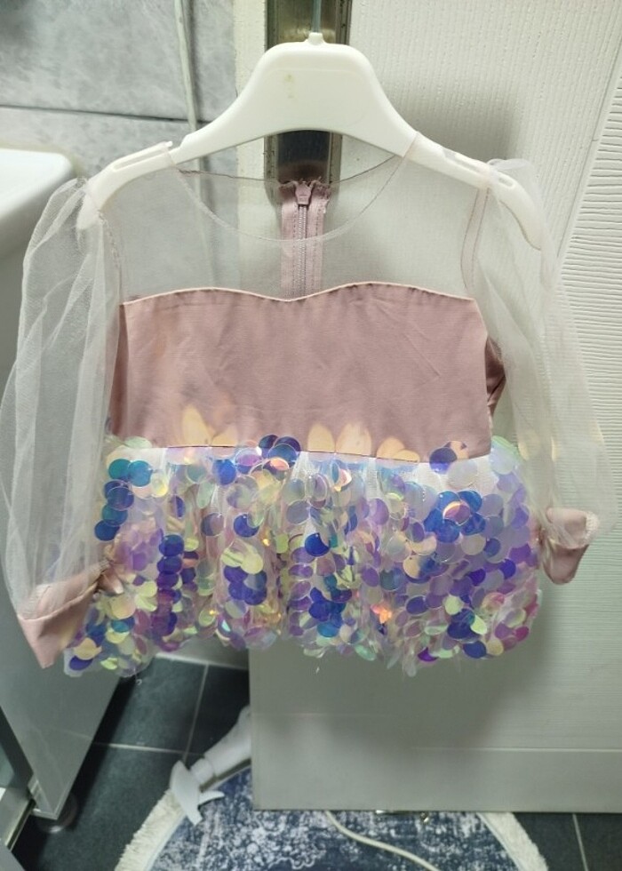 1 yaş Pullu doğum günü/düğün elbisesi  - Görsel 4