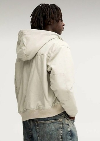 Pull and Bear Stwd Bej Kapüşonlu Ceket