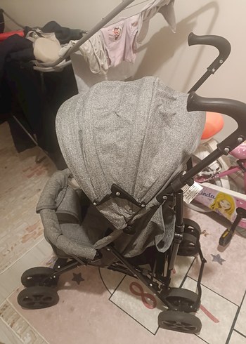 Gri Bebek Arabası Hafif ve Katlanabilir - Görsel 9