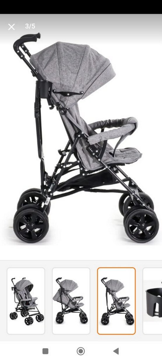 Gri Bebek Arabası Hafif ve Katlanabilir - Görsel 5