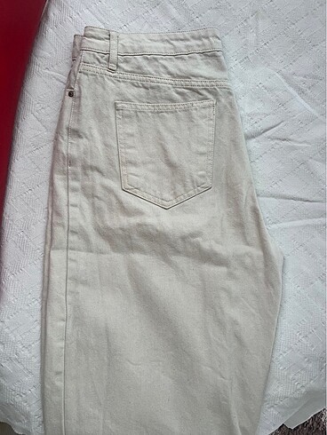 Trendyol & Milla Ekru yüksek bel wide leg kot pantolon