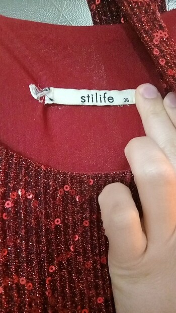 Simli pullu şık elbise - Görsel 6