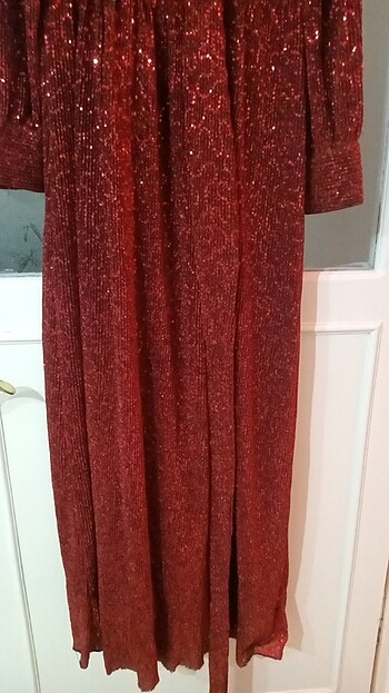 Simli pullu şık elbise - Görsel 7