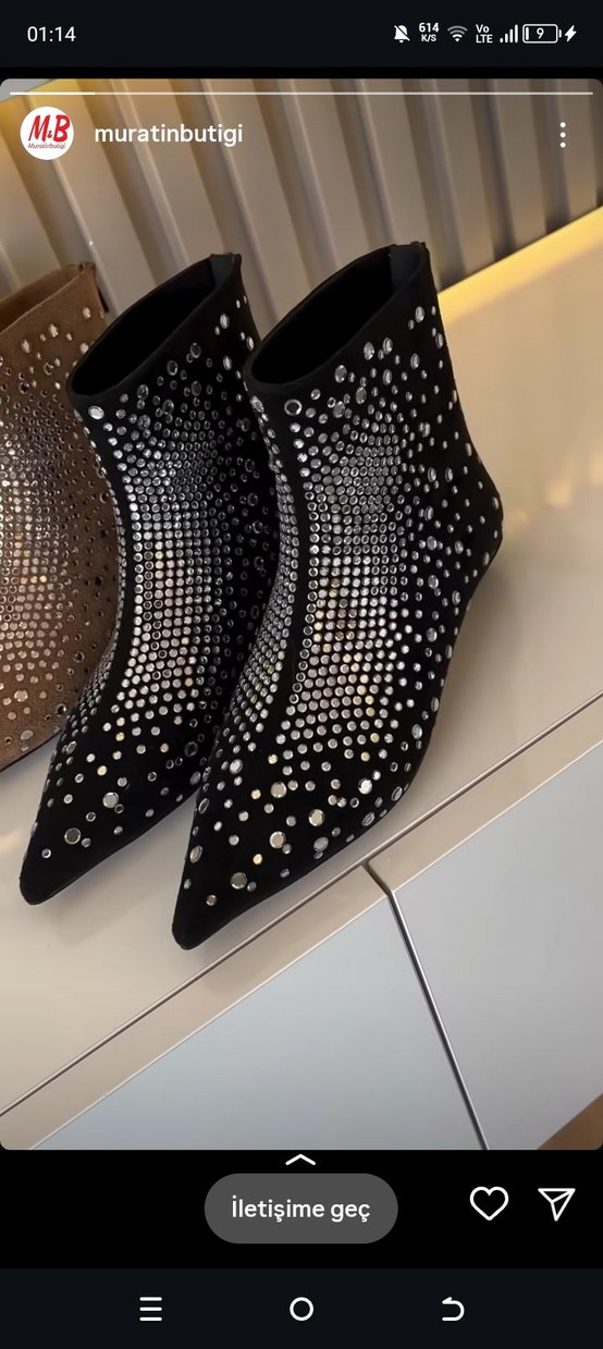 Siyah Payetli taşlı kadin bot - Görsel 2