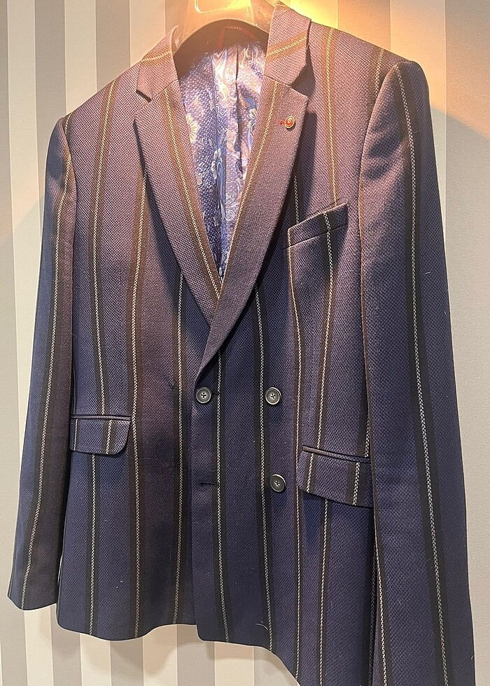 Erkek takım ceket çizgili - Görsel 3