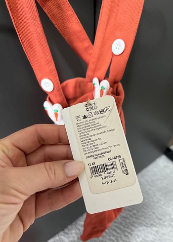 Kiremit rengi  kız Çocuk Tulum, Askılı tavşanlı - Görsel 2