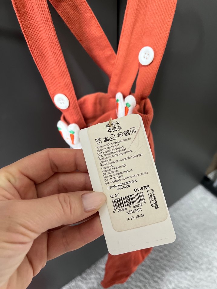 Kiremit rengi  kız Çocuk Tulum, Askılı tavşanlı - Görsel 2