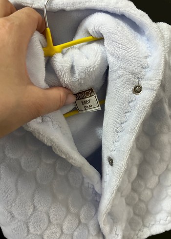 Kapüşonlu bebe mavisi yumoş ceket - Görsel 2