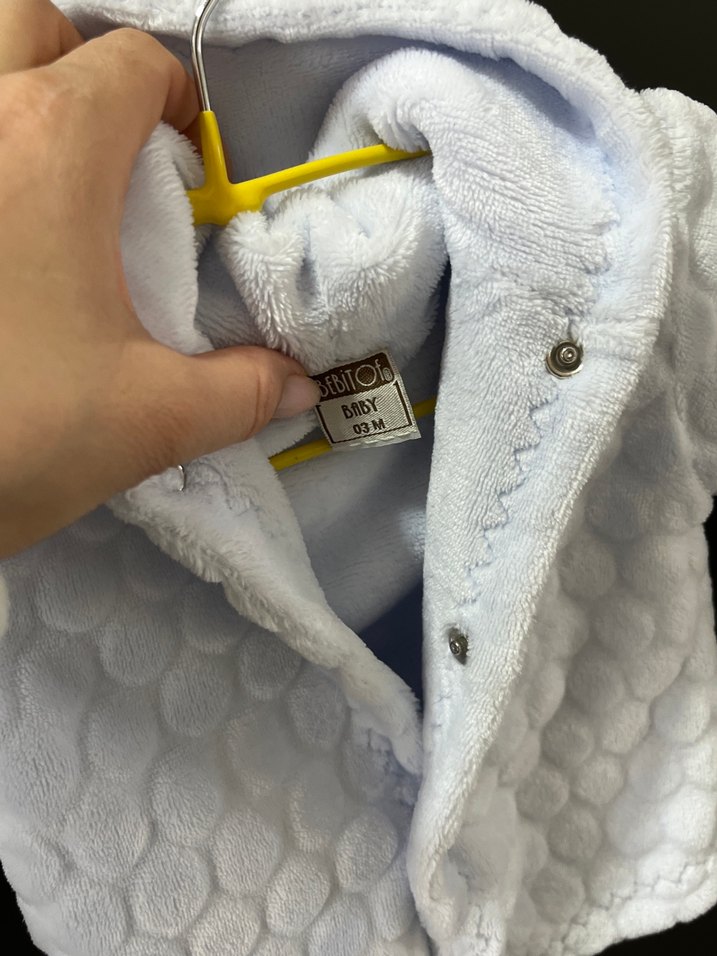 Kapüşonlu bebe mavisi yumoş ceket - Görsel 2