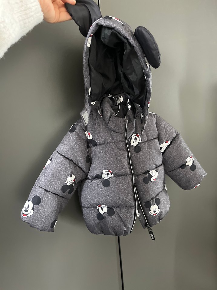 Mickey Baskılı Gri Erkek Çocuk Mont H&M - Görsel 3