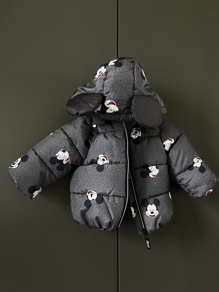 Mickey Baskılı Gri Erkek Çocuk Mont H&M - Görsel 4