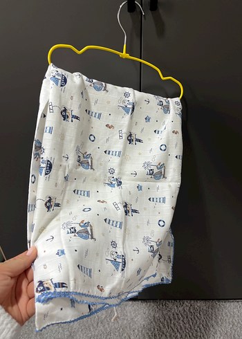 Pamuklu Beyaz Desenli Çocuk müslin mrtü - Görsel 2