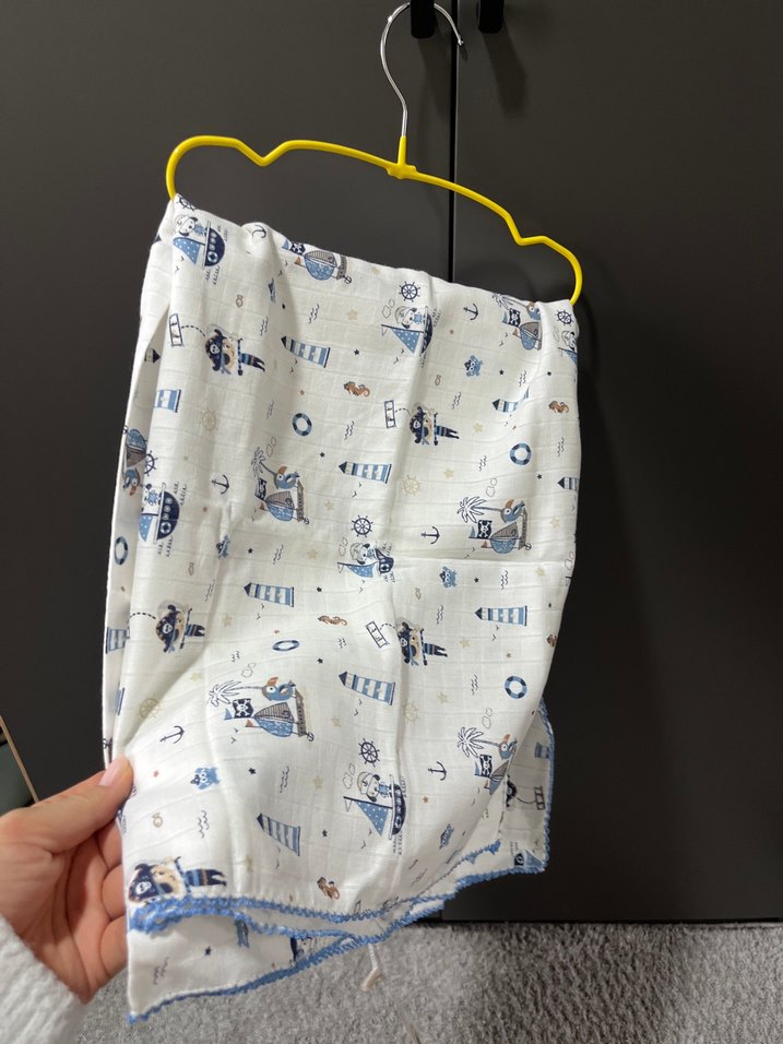 Pamuklu Beyaz Desenli Çocuk müslin mrtü - Görsel 2