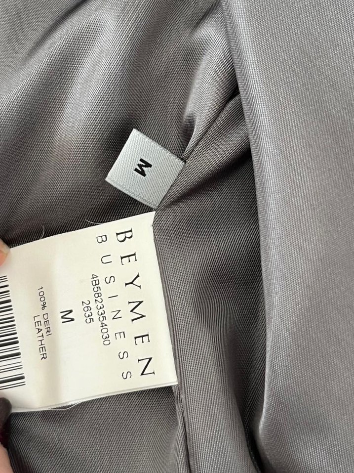 Beymen Gri Kadın Deri Biker Ceket - Görsel 4