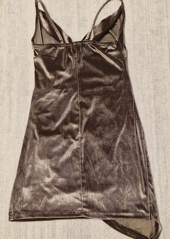 Drapeli V Yaka Uzun Kahverengi Kadın Elbise - Görsel 2