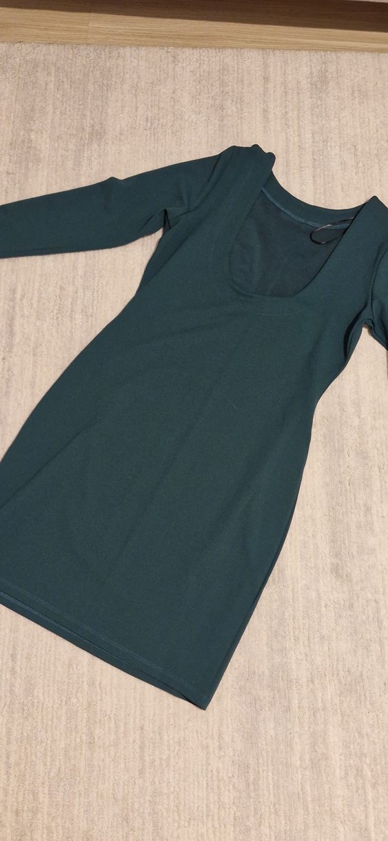 H&M V Yaka Uzun Kollu Midi Triko Elbise - Görsel 2