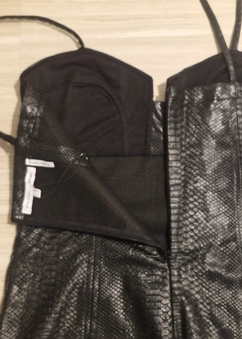 Yılan Desenli Siyah Midi Gotik Elbise - Görsel 4