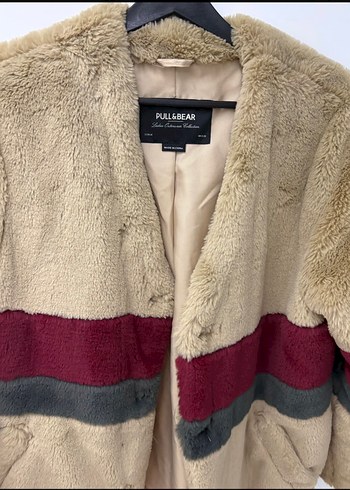 Pull and Bear Pull Bear Kadin Bej Midi Pelus Ceket