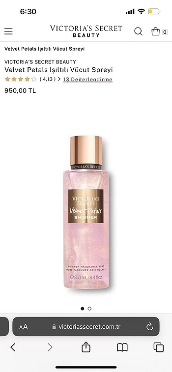 Victoria?s Secret velvet petals vucut spreyi