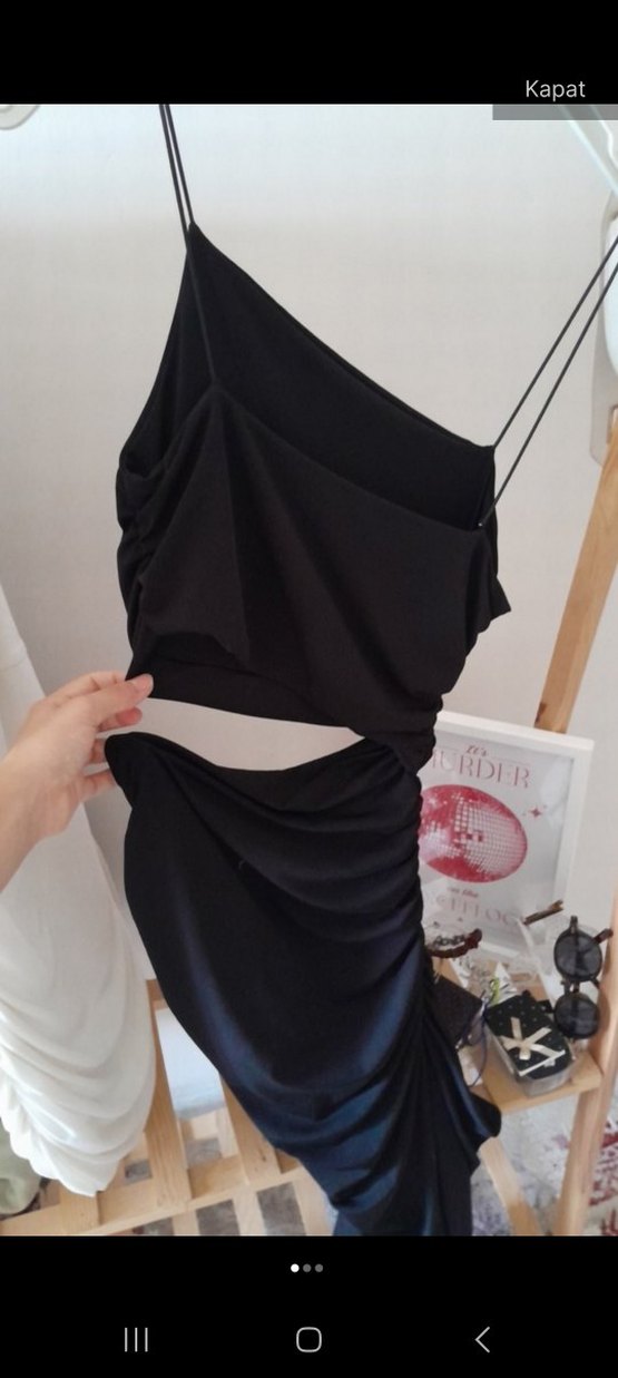 Siyah Drapeli Uzun Hamile Eteği - Görsel 2