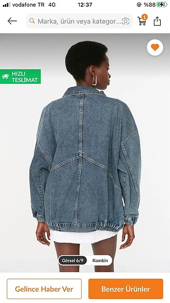 m Beden Oversize kot ceket