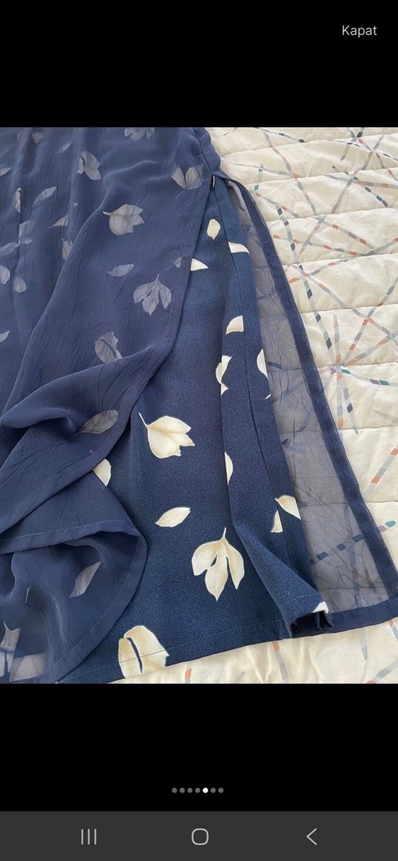 Kadın Lacivert Uzun Salaş Etek - Görsel 4