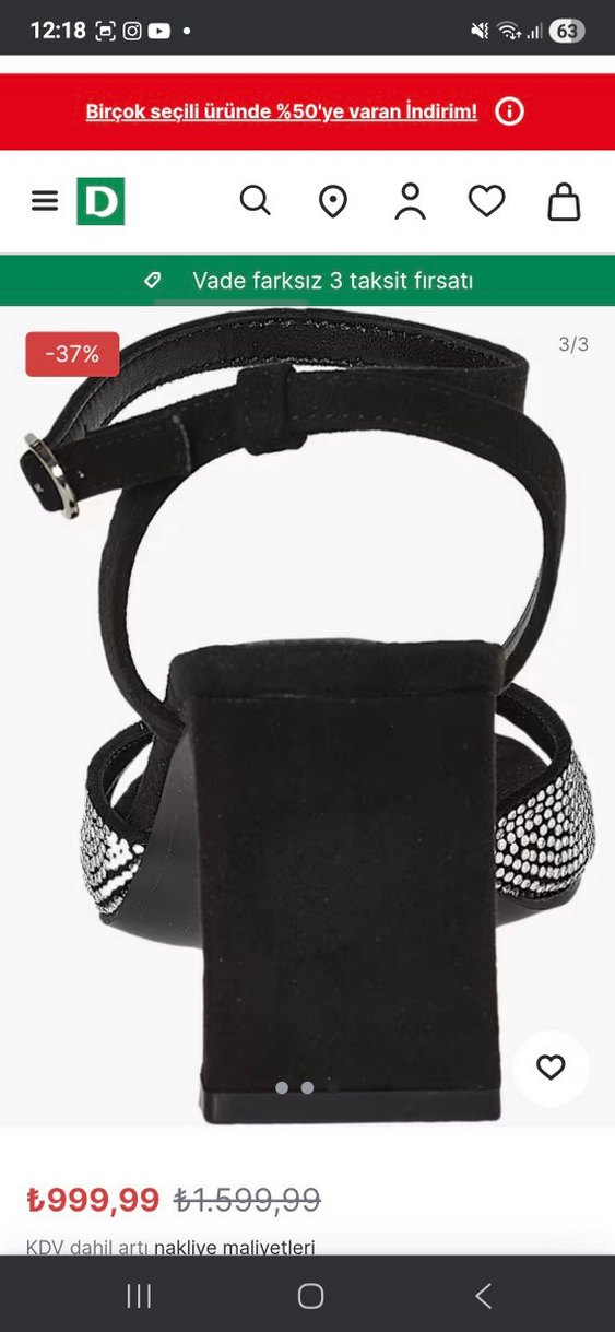 Siyah Süet Kemerli Topuklu Kadın Ayakkabı - Görsel 3