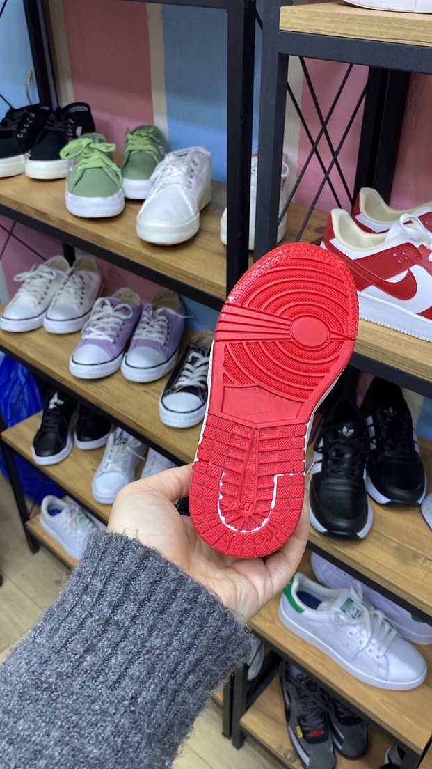 Beyaz Siyah Kırmızı Erkek Çocuk Bağcıklı Spor Ayakkabı - Görsel 3