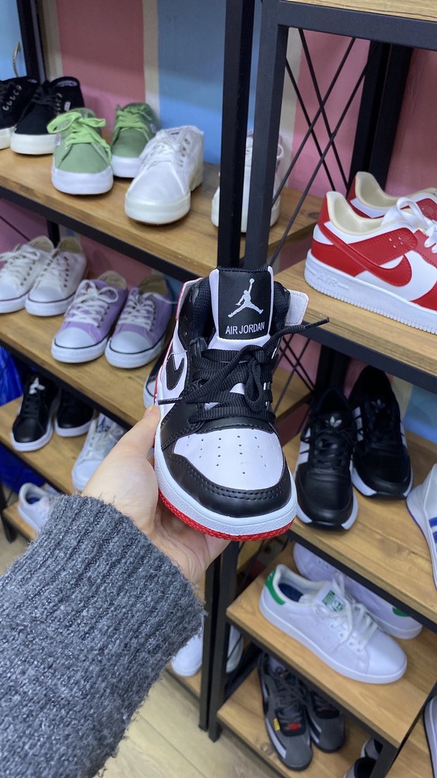 Beyaz Siyah Kırmızı Erkek Çocuk Bağcıklı Spor Ayakkabı - Görsel 2