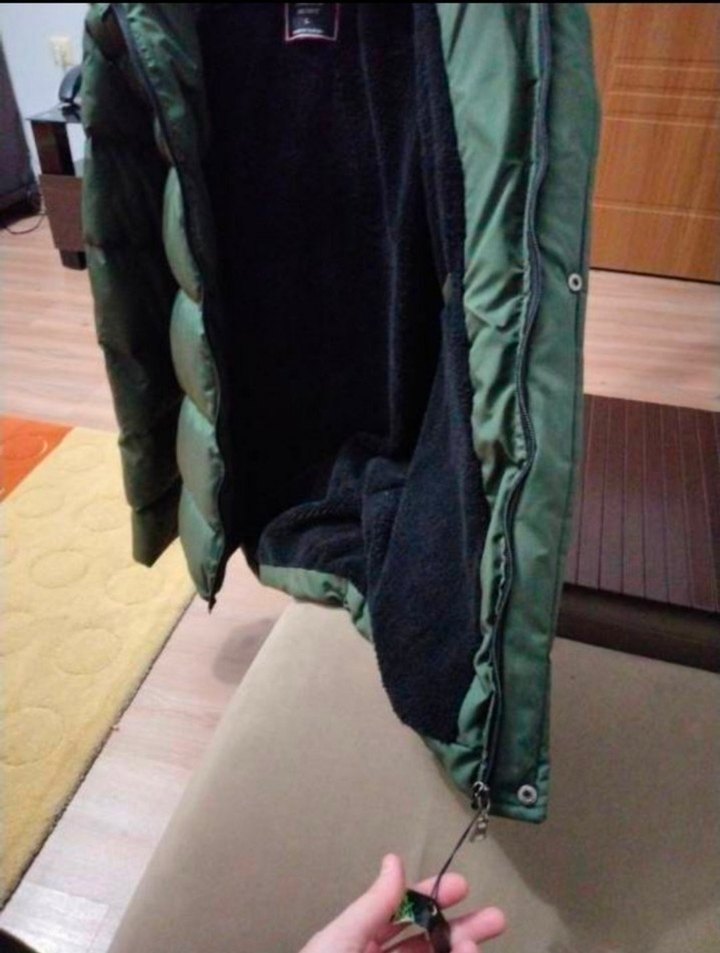 Kürk Detaylı Erkek Çocuk Koyu Yeşil Mont - Görsel 2