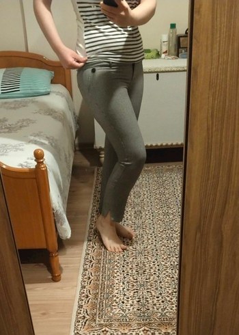 Gri Dar Paça Pantolon - Görsel 2