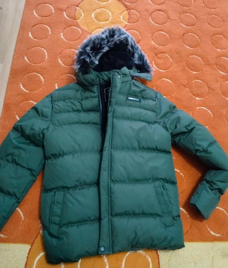 Erkek Çocuk Yeşil Kapüşonlu Kürklü Kışlık Mont - Görsel 2