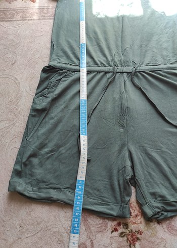 Kemerli Yeşil Keten Kadın Tulum - Görsel 6