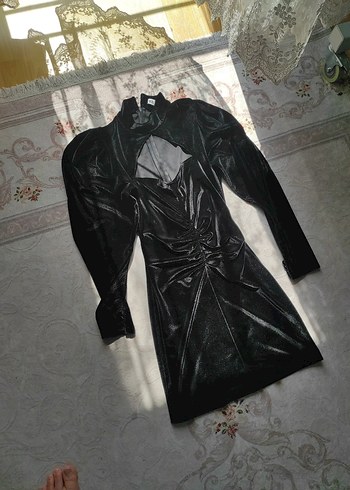 s Beden siyah Renk Uzun Siyah Gotik Yaka Drapeli elbise