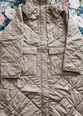 Çit çıt düğme kapüşonlu mont - Görsel 4