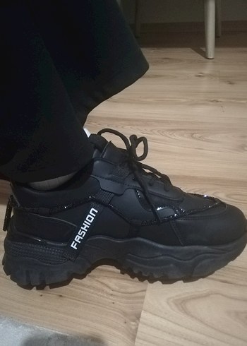 Siyah Bağcıklı Platform Spor Ayakkabı - Görsel 3