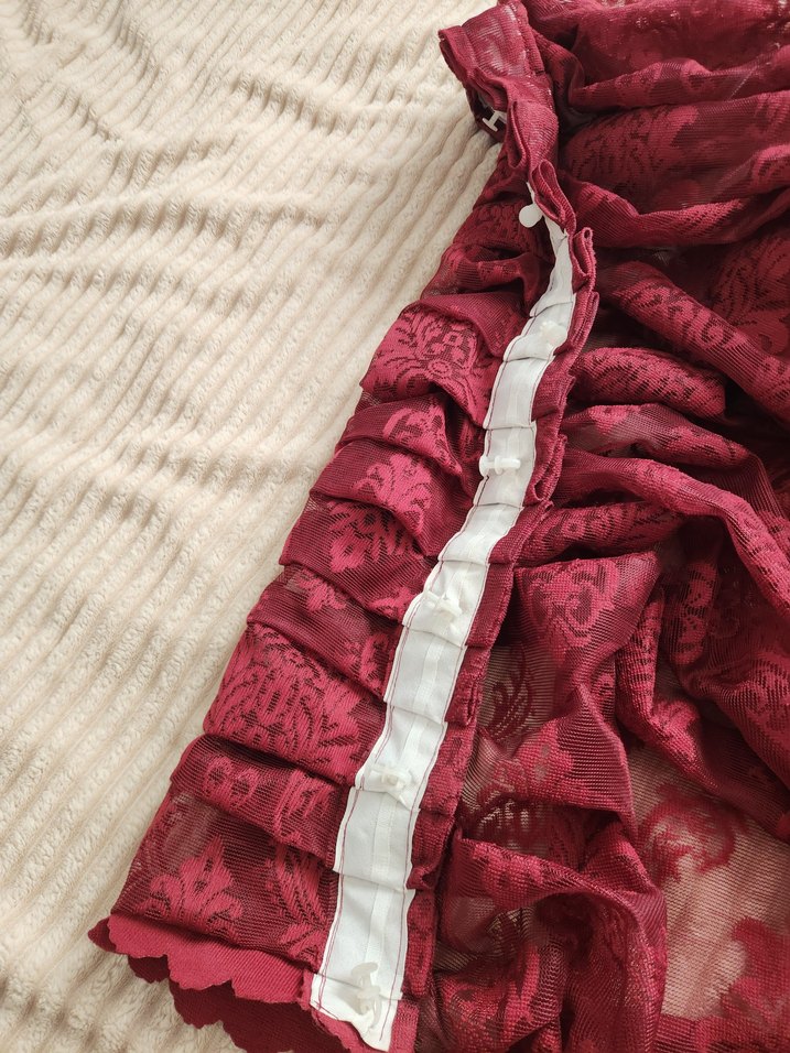 Bordo Nakışlı Bohem Tül Perde - Görsel 3