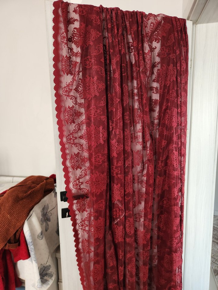 Bordo Nakışlı Bohem Tül Perde - Görsel 4