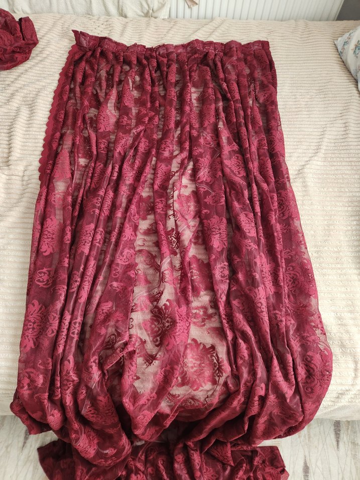 Bordo Nakışlı Bohem Tül Perde - Görsel 5